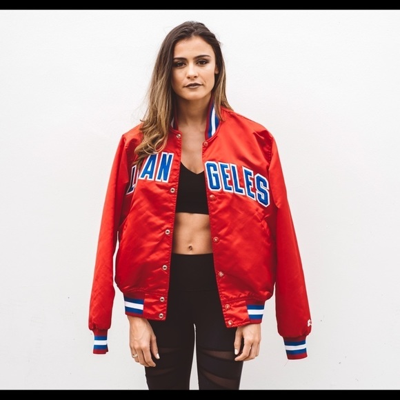 VINTAGE satin Starter jacket szM/L NBA LA Clippers varsity coat rare 90s 80s vtg - Picture 12 of 16